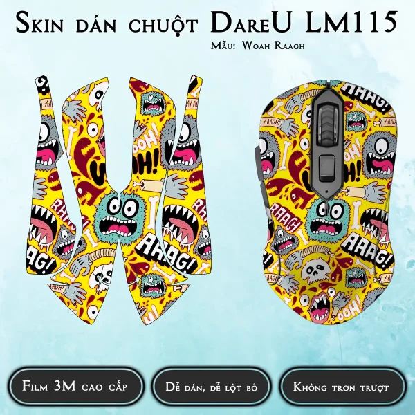 Skin dán chuột Dareu LM115 mẫu Woah Raagh