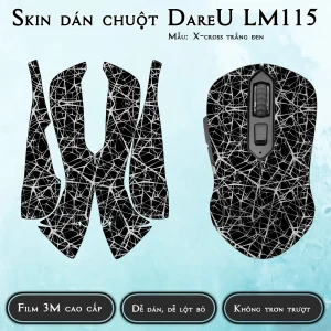 Skin dán chuột Dareu LM115 mẫu X-cross trắng đen