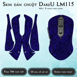 Skin dán chuột Dareu LM115 mẫu X-cross xanh dương