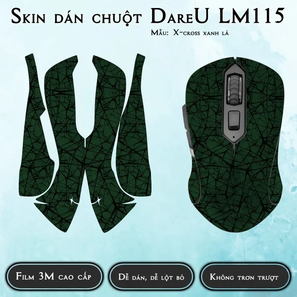 Skin dán chuột Dareu LM115 mẫu X-cross xanh lá