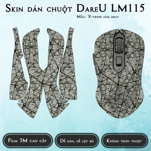 Skin dán chuột Dareu LM115 mẫu X-cross xám gray