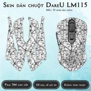 Skin dán chuột Dareu LM115 mẫu X-cross đen trắng
