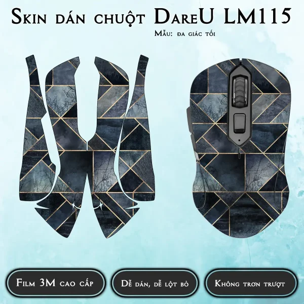Skin dán chuột Dareu LM115 mẫu đa giác tối