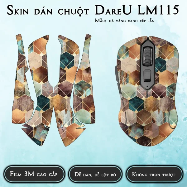 Skin dán chuột Dareu LM115 mẫu đá vàng xanh xếp lẫn