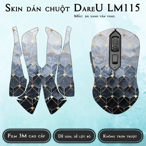 Skin dán chuột Dareu LM115 mẫu đá xanh vân vàng
