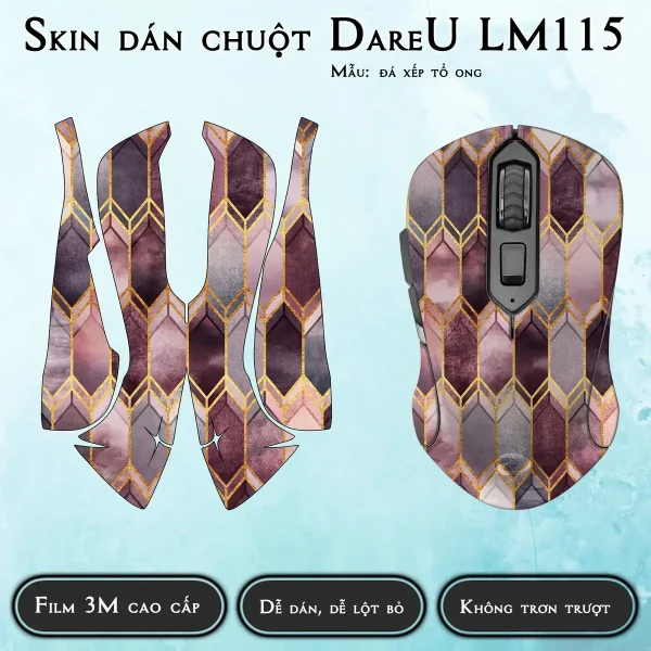 Skin dán chuột Dareu LM115 mẫu đá xếp tổ ong
