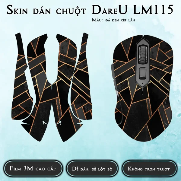 Skin dán chuột Dareu LM115 mẫu đá đen xếp lẫn