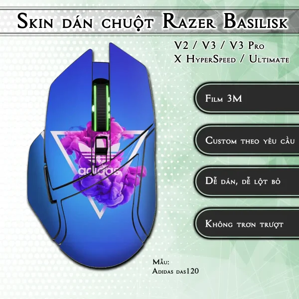 Skin dán chuột Razer Basilisk mẫu Adidas das120