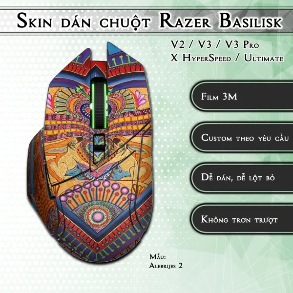 Skin dán chuột Razer Basilisk mẫu Alebrijes 2