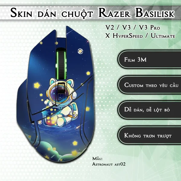 Skin dán chuột Razer Basilisk mẫu Astronaut ast02