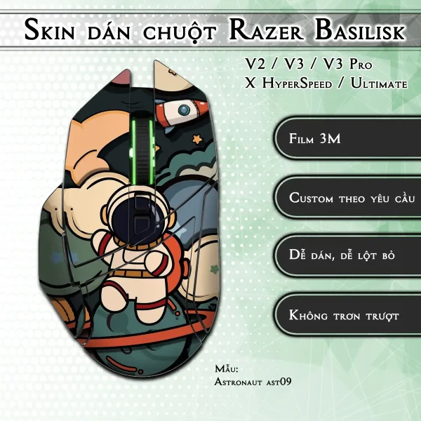 Skin dán chuột Razer Basilisk mẫu Astronaut ast09