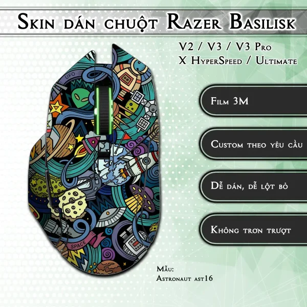 Skin dán chuột Razer Basilisk mẫu Astronaut ast16