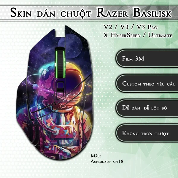 Skin dán chuột Razer Basilisk mẫu Astronaut ast18