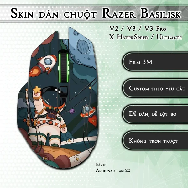 Skin dán chuột Razer Basilisk mẫu Astronaut ast20
