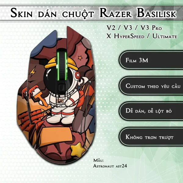 Skin dán chuột Razer Basilisk mẫu Astronaut ast24