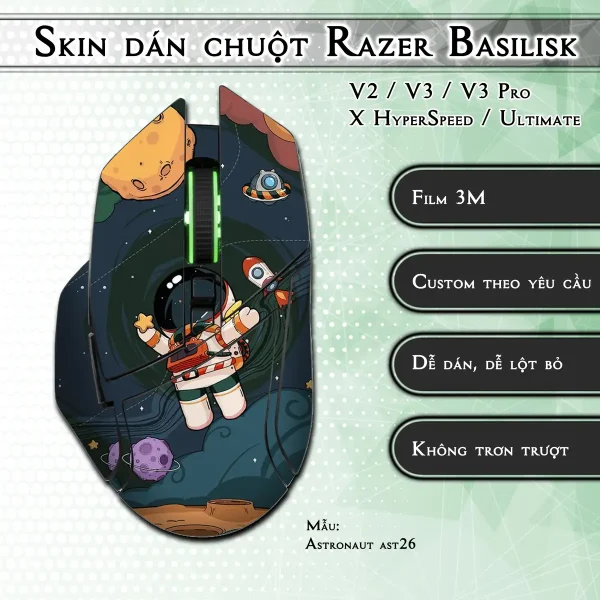 Skin dán chuột Razer Basilisk mẫu Astronaut ast26