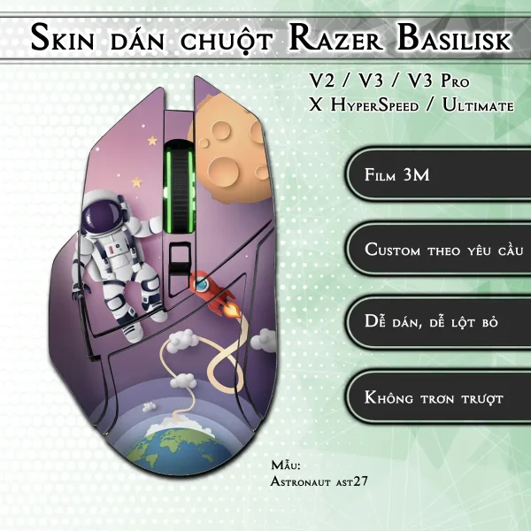 Skin dán chuột Razer Basilisk mẫu Astronaut ast27