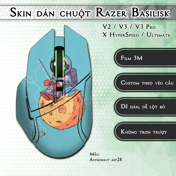 Skin dán chuột Razer Basilisk mẫu Astronaut ast28