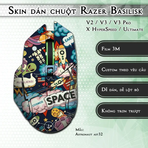 Skin dán chuột Razer Basilisk mẫu Astronaut ast32