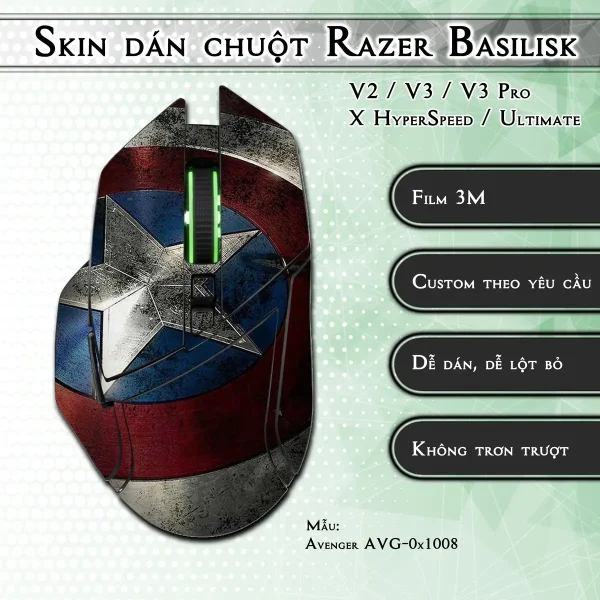 Skin dán chuột Razer Basilisk mẫu Avenger avg1008