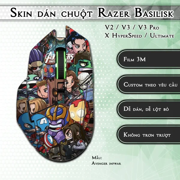 Skin dán chuột Razer Basilisk mẫu Avenger infwar