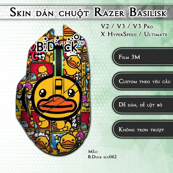 Skin dán chuột Razer Basilisk mẫu B.Duck scu062