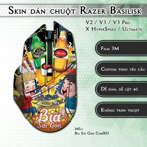 Skin dán chuột Razer Basilisk mẫu Bia Sài Gòn Chib003
