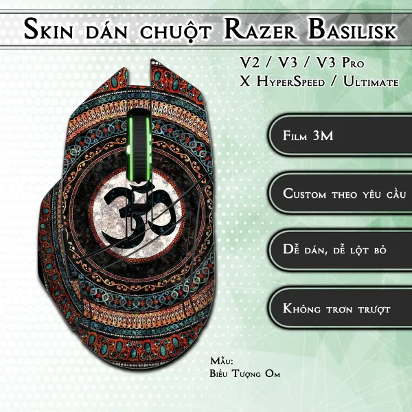 Skin dán chuột Razer Basilisk mẫu Biểu Tượng Om