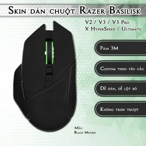 Skin dán chuột Razer Basilisk mẫu Black Matrix
