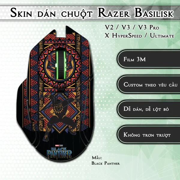 Skin dán chuột Razer Basilisk mẫu Black Panther