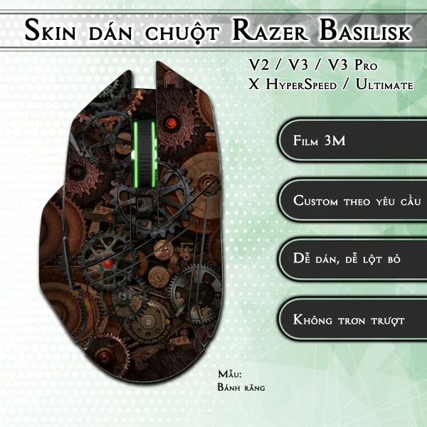 Skin dán chuột Razer Basilisk mẫu Bánh răng