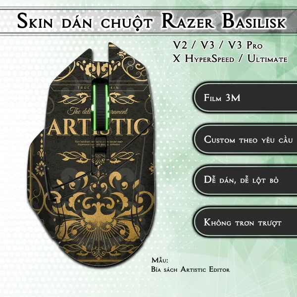 Skin dán chuột Razer Basilisk mẫu Bìa sách Artistic Editor