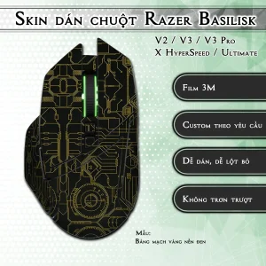 Skin dán chuột Razer Basilisk mẫu Bảng mạch vàng nền đen