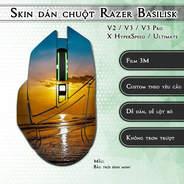 Skin dán chuột Razer Basilisk mẫu Bầu trời bình minh