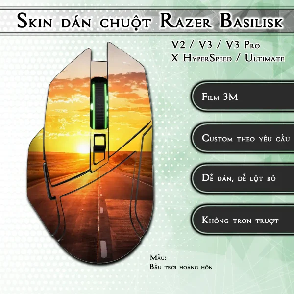 Skin dán chuột Razer Basilisk mẫu Bầu trời hoàng hôn