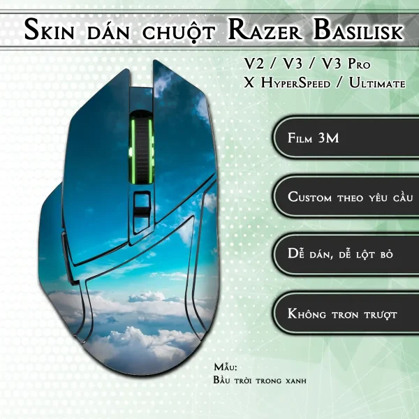 Skin dán chuột Razer Basilisk mẫu Bầu trời trong xanh