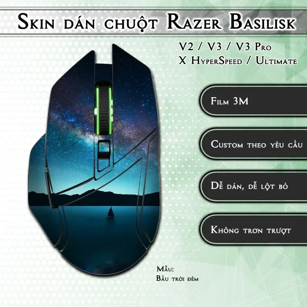 Skin dán chuột Razer Basilisk mẫu Bầu trời đêm
