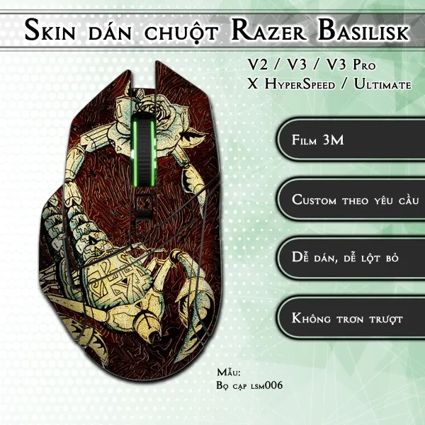 Skin dán chuột Razer Basilisk mẫu Bọ cạp lsm006