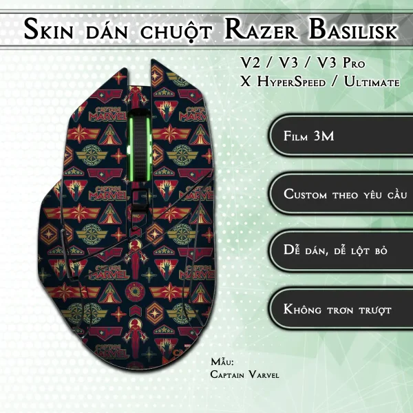 Skin dán chuột Razer Basilisk mẫu Captain Varvel
