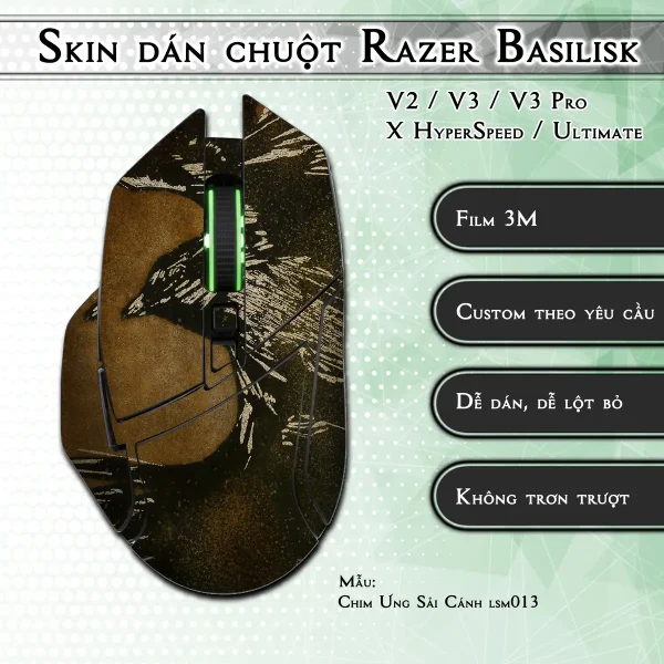 Skin dán chuột Razer Basilisk mẫu Chim Ưng Sải Cánh lsm013