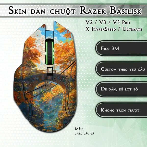 Skin dán chuột Razer Basilisk mẫu chiếc cầu đá