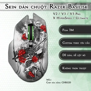 Skin dán chuột Razer Basilisk mẫu Chép hóa rồng CHR020