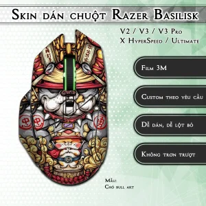 Skin dán chuột Razer Basilisk mẫu Chó bull art