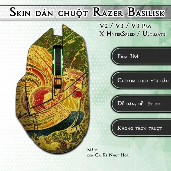 Skin dán chuột Razer Basilisk mẫu con Gà Kê Nhật Hoa