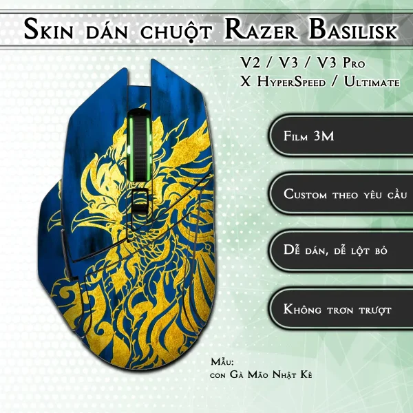 Skin dán chuột Razer Basilisk mẫu con Gà Mão Nhật Kê