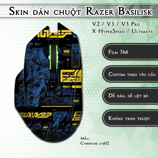 Skin dán chuột Razer Basilisk mẫu Cyberpunk cyb02