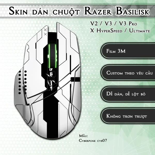 Skin dán chuột Razer Basilisk mẫu Cyberpunk cyb07