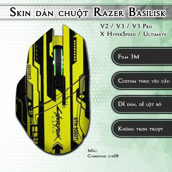 Skin dán chuột Razer Basilisk mẫu Cyberpunk cyb08