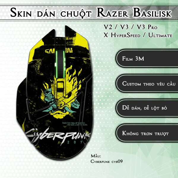 Skin dán chuột Razer Basilisk mẫu Cyberpunk cyb09