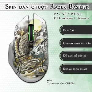 Skin dán chuột Razer Basilisk mẫu Cá chép hóa rồng CHR001
